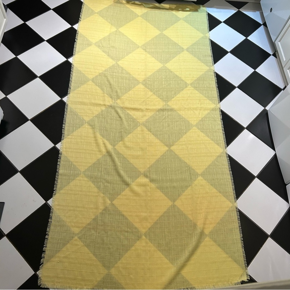 Boho Yellow Tablecloth Matching 14 Napkins Fringed Cotton Dining Decor Retro - Picture 3 of 9